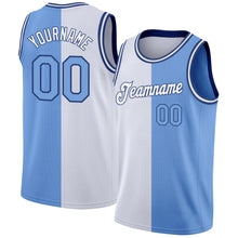 Load image into Gallery viewer, Custom White Light Blue-Royal Authentic Split Fashion Basketball Jersey