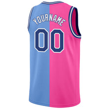 Load image into Gallery viewer, Custom Light Blue Royal-Pink Authentic Split Fashion Basketball Jersey