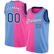 Load image into Gallery viewer, Custom Light Blue Royal-Pink Authentic Split Fashion Basketball Jersey