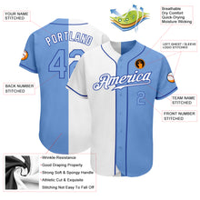 Load image into Gallery viewer, Custom White Light Blue-Royal Authentic Split Fashion Baseball Jersey