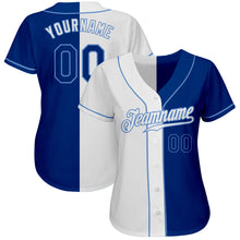 Load image into Gallery viewer, Custom White Royal-Light Blue Authentic Split Fashion Baseball Jersey