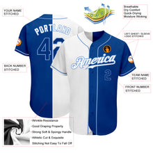 Load image into Gallery viewer, Custom White Royal-Light Blue Authentic Split Fashion Baseball Jersey
