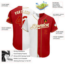 Load image into Gallery viewer, Custom White Red-Old Gold Authentic Split Fashion Baseball Jersey