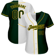 Load image into Gallery viewer, Custom White Green-Gold Authentic Split Fashion Baseball Jersey