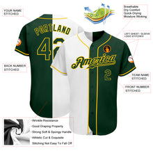 Load image into Gallery viewer, Custom White Green-Gold Authentic Split Fashion Baseball Jersey