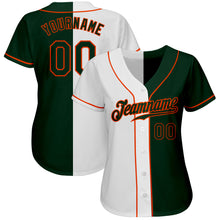 Load image into Gallery viewer, Custom White Green-Orange Authentic Split Fashion Baseball Jersey