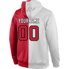 Load image into Gallery viewer, Custom Stitched White Red-Black Split Fashion Sports Pullover Sweatshirt Hoodie