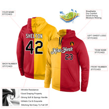 Load image into Gallery viewer, Custom Stitched Gold Black-Red Split Fashion Sports Pullover Sweatshirt Hoodie