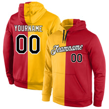 Load image into Gallery viewer, Custom Stitched Gold Black-Red Split Fashion Sports Pullover Sweatshirt Hoodie
