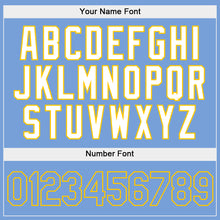 Load image into Gallery viewer, Custom Stitched White Light Blue-Gold Split Fashion Sports Pullover Sweatshirt Hoodie