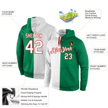 Load image into Gallery viewer, Custom Stitched Kelly Green White-Red Split Fashion Sports Pullover Sweatshirt Hoodie