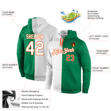 Load image into Gallery viewer, Custom Stitched Kelly Green White-Orange Split Fashion Sports Pullover Sweatshirt Hoodie