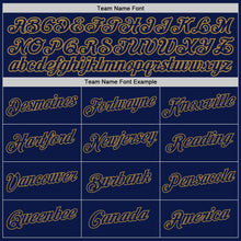 Load image into Gallery viewer, Custom Stitched White Navy-Old Gold Split Fashion Sports Pullover Sweatshirt Hoodie