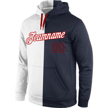 Load image into Gallery viewer, Custom Stitched White Navy-Red Split Fashion Sports Pullover Sweatshirt Hoodie