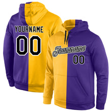 Load image into Gallery viewer, Custom Stitched Gold Black-Purple Split Fashion Sports Pullover Sweatshirt Hoodie