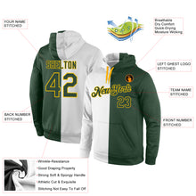 Load image into Gallery viewer, Custom Stitched White Green-Gold Split Fashion Sports Pullover Sweatshirt Hoodie