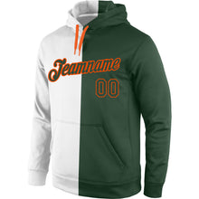 Load image into Gallery viewer, Custom Stitched White Green-Orange Split Fashion Sports Pullover Sweatshirt Hoodie