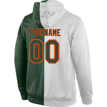 Load image into Gallery viewer, Custom Stitched White Green-Orange Split Fashion Sports Pullover Sweatshirt Hoodie
