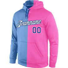 Load image into Gallery viewer, Custom Stitched Light Blue Royal-Pink Split Fashion Sports Pullover Sweatshirt Hoodie
