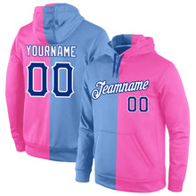 Load image into Gallery viewer, Custom Stitched Light Blue Royal-Pink Split Fashion Sports Pullover Sweatshirt Hoodie