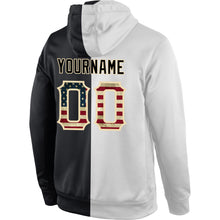 Load image into Gallery viewer, Custom Stitched White Vintage USA Flag-Black Split Fashion Sports Pullover Sweatshirt Hoodie