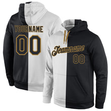 Load image into Gallery viewer, Custom Stitched White Black-Old Gold Split Fashion Sports Pullover Sweatshirt Hoodie