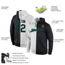 Load image into Gallery viewer, Custom Stitched White Black-Kelly Green Split Fashion Sports Pullover Sweatshirt Hoodie