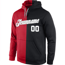 Load image into Gallery viewer, Custom Stitched Red White-Black Split Fashion Sports Pullover Sweatshirt Hoodie