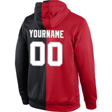 Load image into Gallery viewer, Custom Stitched Red White-Black Split Fashion Sports Pullover Sweatshirt Hoodie