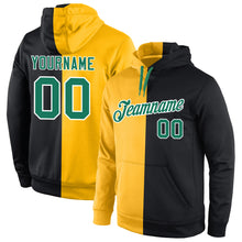 Load image into Gallery viewer, Custom Stitched Gold Kelly Green-Black Split Fashion Sports Pullover Sweatshirt Hoodie