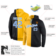 Load image into Gallery viewer, Custom Stitched Gold Light Blue-Black Split Fashion Sports Pullover Sweatshirt Hoodie