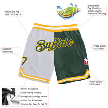 Load image into Gallery viewer, Custom White Hunter Green-Gold Authentic Throwback Split Fashion Basketball Shorts