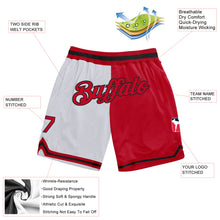 Load image into Gallery viewer, Custom White Red-Black Authentic Throwback Split Fashion Basketball Shorts