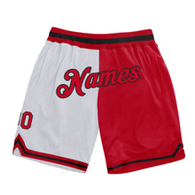 Load image into Gallery viewer, Custom White Red-Black Authentic Throwback Split Fashion Basketball Shorts