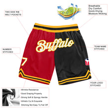 Load image into Gallery viewer, Custom Red White-Black Authentic Throwback Split Fashion Basketball Shorts