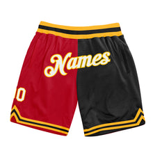 Load image into Gallery viewer, Custom Red White-Black Authentic Throwback Split Fashion Basketball Shorts