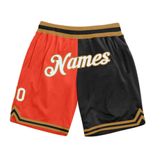 Load image into Gallery viewer, Custom Orange White-Black Authentic Throwback Split Fashion Basketball Shorts
