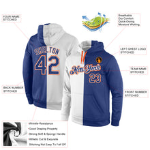 Load image into Gallery viewer, Custom Stitched White Royal-Orange Split Fashion Sports Pullover Sweatshirt Hoodie