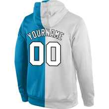 Load image into Gallery viewer, Custom Stitched Panther Blue White-Gray Split Fashion Sports Pullover Sweatshirt Hoodie