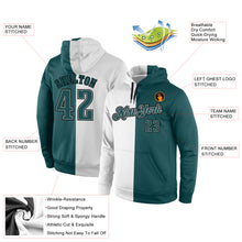 Load image into Gallery viewer, Custom Stitched White Midnight Green-Gray Split Fashion Sports Pullover Sweatshirt Hoodie