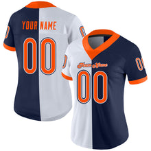 Load image into Gallery viewer, Custom Navy Orange-White Split Fashion Football Jersey