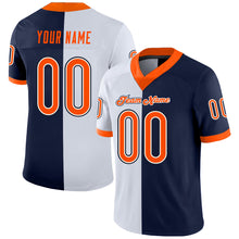 Load image into Gallery viewer, Custom Navy Orange-White Split Fashion Football Jersey