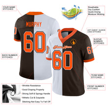 Load image into Gallery viewer, Custom Brown Orange-White Split Fashion Football Jersey