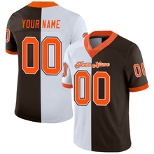 Load image into Gallery viewer, Custom Brown Orange-White Split Fashion Football Jersey