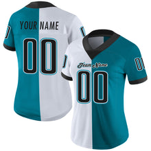 Load image into Gallery viewer, Custom Teal Black-White Split Fashion Football Jersey