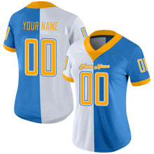 Load image into Gallery viewer, Custom Powder Blue Gold-White Split Fashion Football Jersey