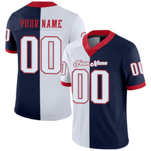 Load image into Gallery viewer, Custom Navy White-Scarlet Split Fashion Football Jersey