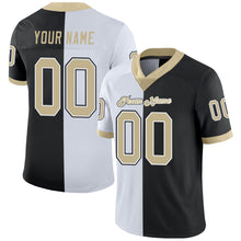 Load image into Gallery viewer, Custom Black Vegas Gold-White Split Fashion Football Jersey