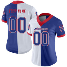 Load image into Gallery viewer, Custom White Royal-Scarlet Split Fashion Football Jersey