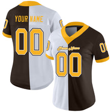 Load image into Gallery viewer, Custom Brown Gold-White Split Fashion Football Jersey